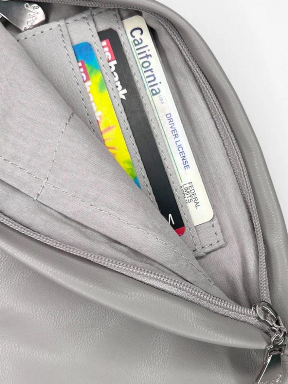 Sash Bag Vegan Leather Standard Gray Crossbody - Picture 15 of 16